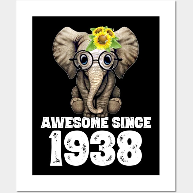 Awesome since 1938 82 Years Old Bday Gift 82th Birthday Wall Art by DoorTees